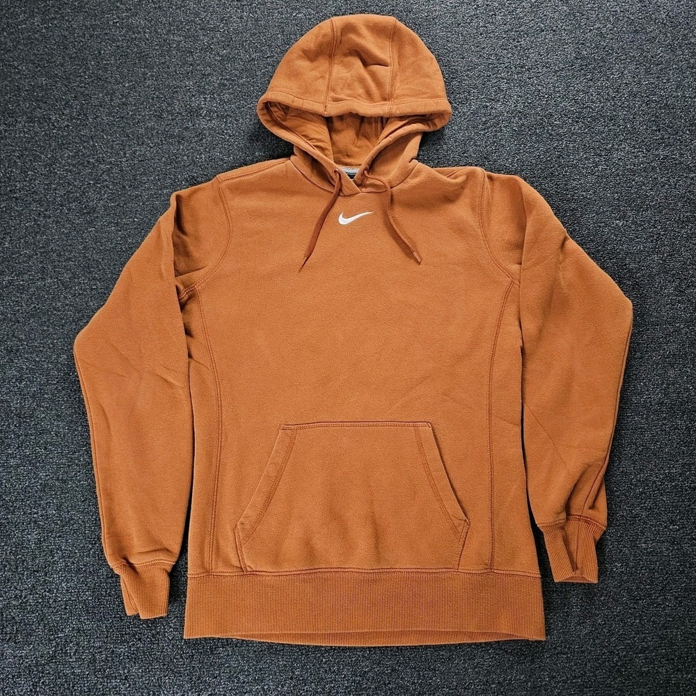 Nike Hoodie Mens Medium‎ Orange Pullover Swoosh Center swoosh Fleece 3145